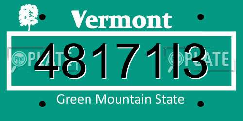 48171I3 Vermont License Plate