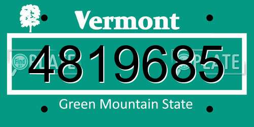 4819685 Vermont License Plate