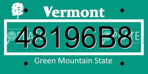 48196B8 Vermont License Plate
