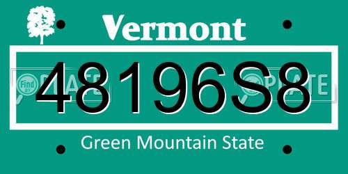 48196S8 Vermont License Plate
