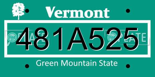 481A525 Vermont License Plate