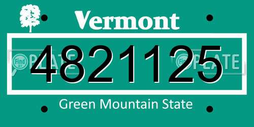 4821125 Vermont License Plate