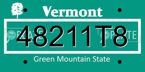 48211T8 Vermont License Plate
