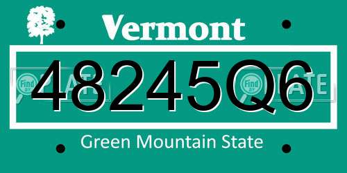 48245Q6 Vermont License Plate