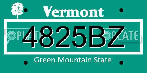 4825BZ Vermont License Plate
