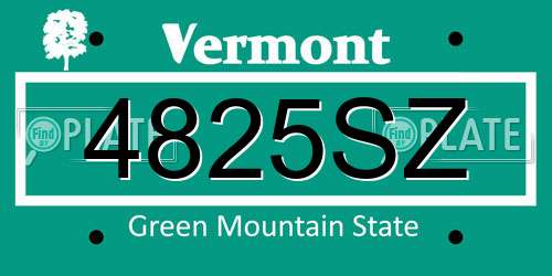 4825SZ Vermont License Plate