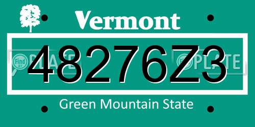 48276Z3 Vermont License Plate