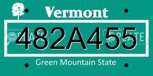 482A455 Vermont License Plate