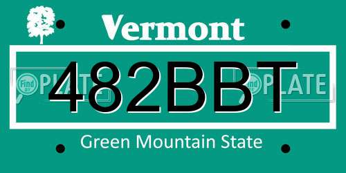 482BBT Vermont License Plate