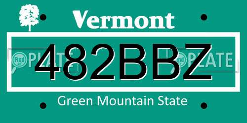 482BBZ Vermont License Plate