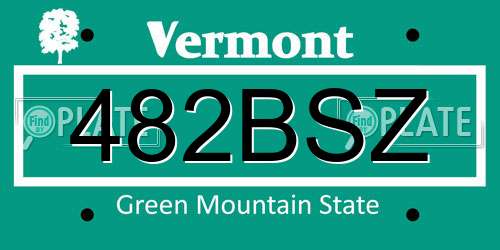 482BSZ Vermont License Plate