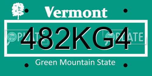 482KG4 Vermont License Plate
