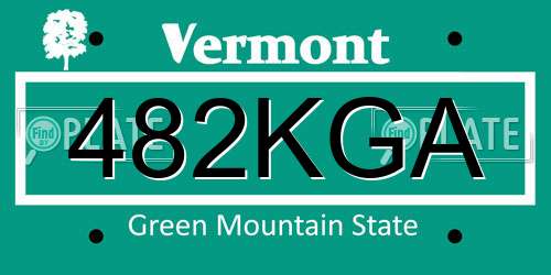 482KGA Vermont License Plate