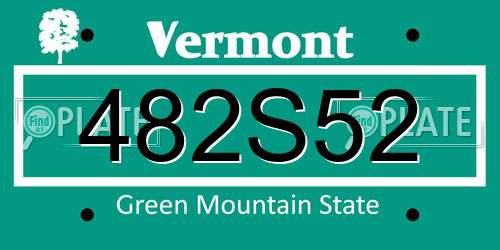 482S52 Vermont License Plate