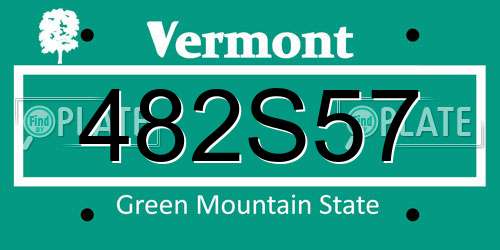 482S57 Vermont License Plate