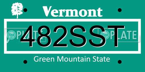 482SST Vermont License Plate