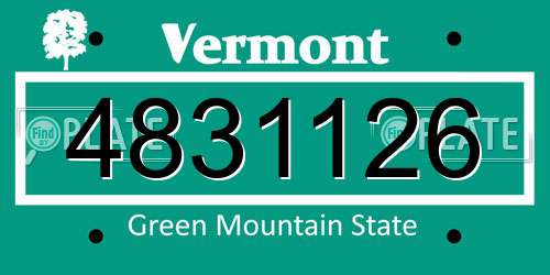 4831126 Vermont License Plate