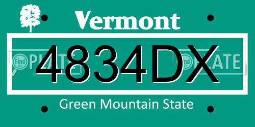 4834DX Vermont License Plate