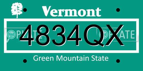 4834QX Vermont License Plate