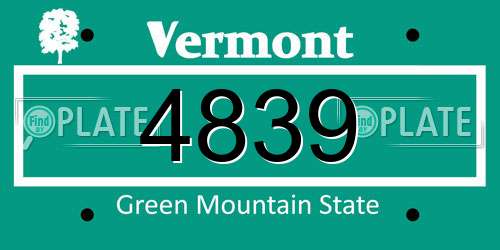 4839 Vermont License Plate