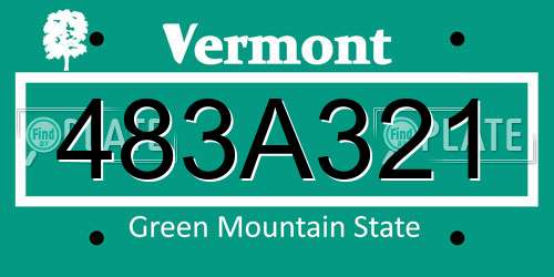 483A321 Vermont License Plate