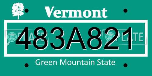 483A821 Vermont License Plate