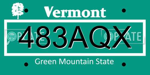 483AQX Vermont License Plate