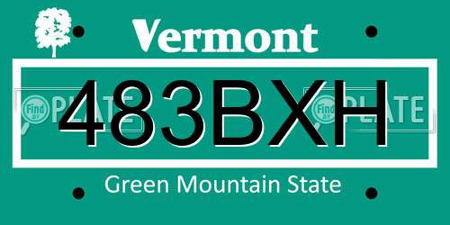 483BXH Vermont License Plate