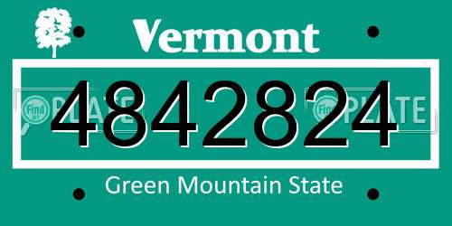 4842824 Vermont License Plate
