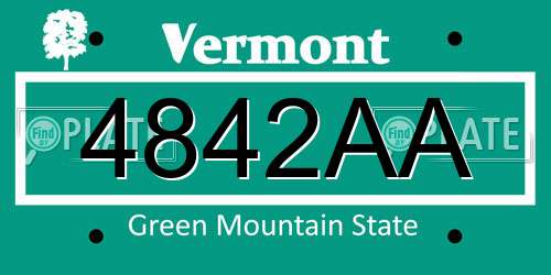 4842AA Vermont License Plate