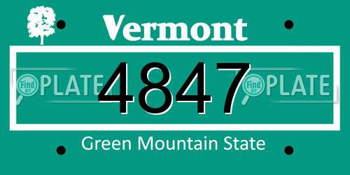 4847 Vermont License Plate