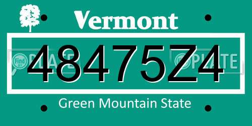 48475Z4 Vermont License Plate