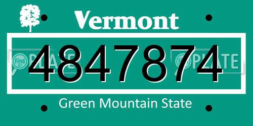 4847874 Vermont License Plate