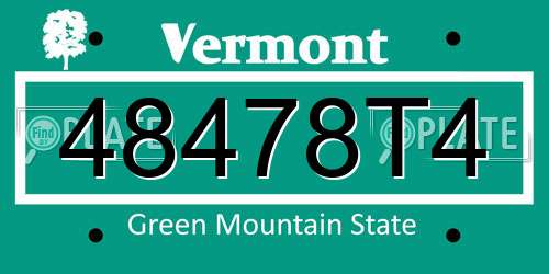 48478T4 Vermont License Plate