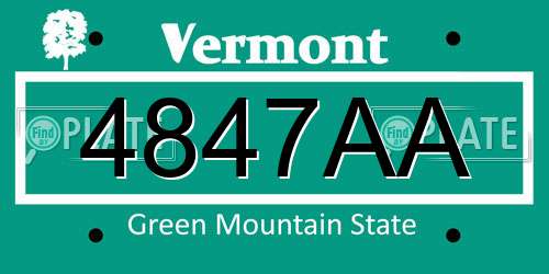 4847AA Vermont License Plate