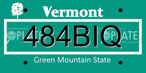 484BIQ Vermont License Plate