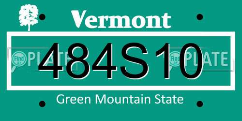 484S10 Vermont License Plate
