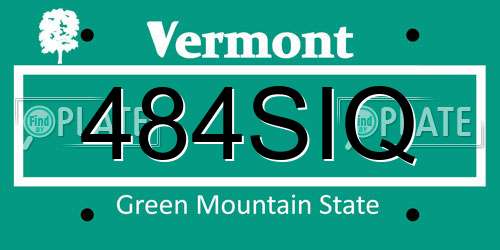 484SIQ Vermont License Plate