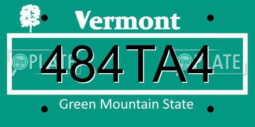 484TA4 Vermont License Plate