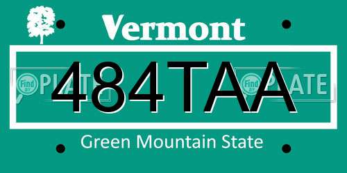 484TAA Vermont License Plate