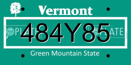 484Y85 Vermont License Plate