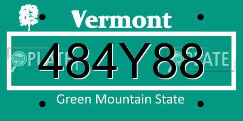 484Y88 Vermont License Plate