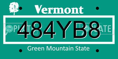484YB8 Vermont License Plate