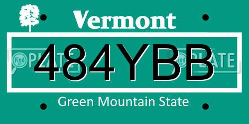 484YBB Vermont License Plate