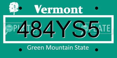 484YS5 Vermont License Plate