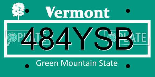 484YSB Vermont License Plate