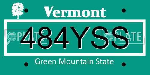484YSS Vermont License Plate