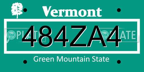 484ZA4 Vermont License Plate