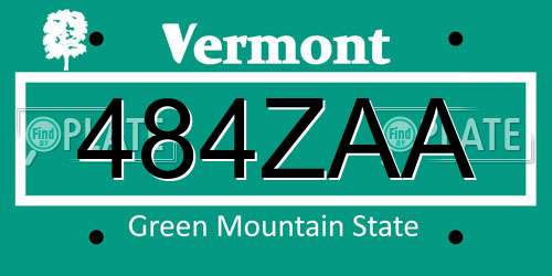 484ZAA Vermont License Plate