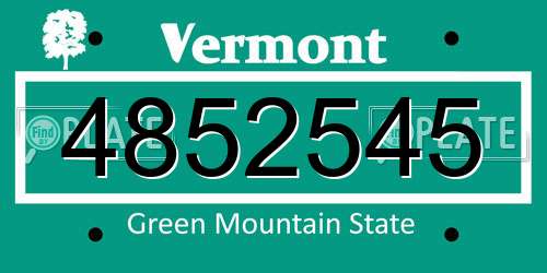 4852545 Vermont License Plate